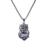 CHURINGA 316L Stainless Steel 3D Design Black Crystal Eyes Branch Horned Owl Pendant