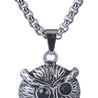 CHURINGA 316L Stainless Steel 3D Design Black Crystal Eyes Branch Horned Owl Pendant