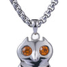 CHURINGA 316L Stainless Steel High Polishing Orange Crystal Eyes Horned Owl Pendant
