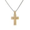 CHURINGA 316L Stainless Steel Gold IP White Diamond National Gallery Christians Triple Maze Cross Pendant