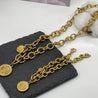 CHURINGA 316L Stainless Steel & Gold Ion Plated Jewelry Set Cable Chain Lady Coin Necklace & Bracelet