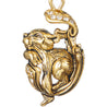 CHURINGA 316L Stainless Steel & Gold Ion Plated Crescent Moon Snoozing Squirrel Pendant