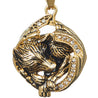 CHURINGA 316L Stainless Steel & Gold Ion Plated Positive Amulet Energy Full Moon Baying Wolf Pendant