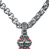 CHURINGA 316L Stainless Steel & Gold IP Canterbury Cross Bar Pendant With Red & Black Crystal