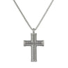 CHURINGA 316L Stainless Steel Large Size Edge Crystal Christian Cross Bar Pendant For Men