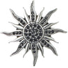 CHURINGA 316L Stainless Steel Minimalist Black & White Theme Flaming Sun Pendant With Bling Crystal