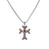 CHURINGA 316L Stainless Steel White & Purple & Red Zircon Three Color Forked Cross Pendant